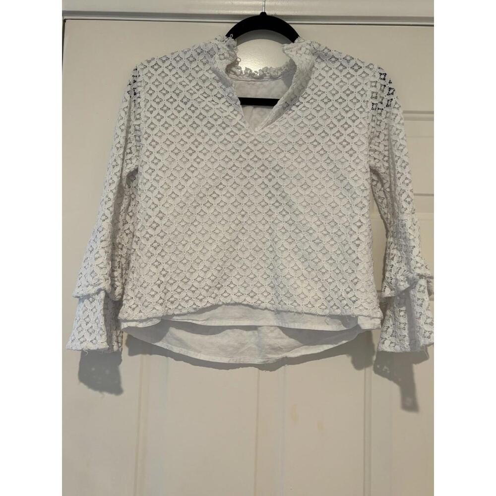 Womens‎ white lace Michael kors blouse sz petite S #399